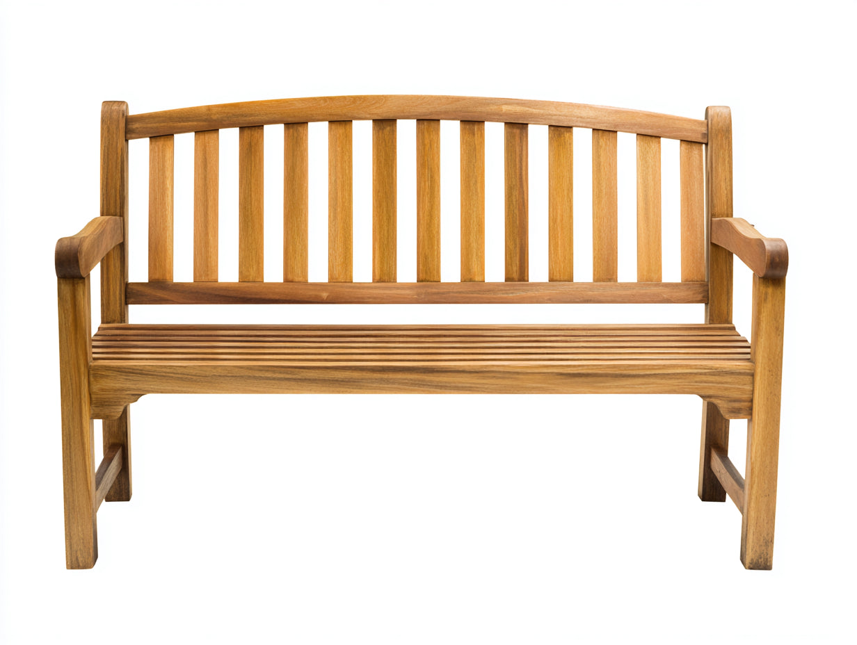 Gartenbank aus Holz - 130 x 60 x 92 cm - Naturbraun - Klassisches Lattendesign mit Rückenlehne und Armlehnen
