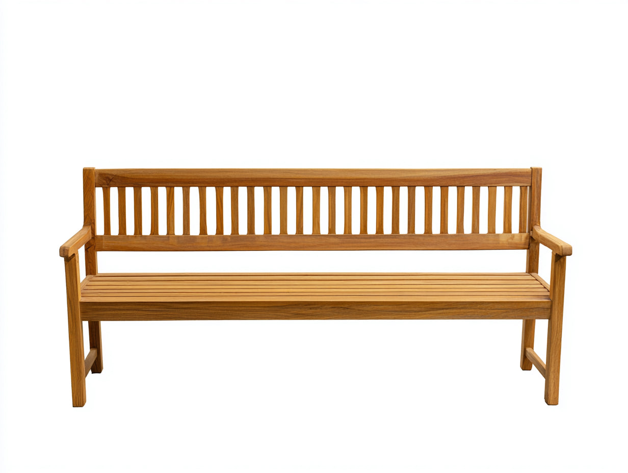 Gartenbank aus Holz 180 x 61 x 90 cm - Naturbraun - Klassisches Latten-Design mit Armlehnen für Garten Terrasse und Balkon