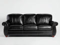 Gerades Sofa 3-Sitzer mit Bezug in Lederoptik 220 x 95 x 95 cm - Schwarz - Gerollte Armlehnen und Ziernagelbesatz im klassischen Stil