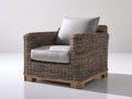 Polyrattan Gartensessel mit Holzsockel 85x80x78 cm - Braun Beige - Loungesessel für Garten und Terrasse