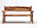 Gartenbank aus massivem Holz - 150 x 58 x 90 cm - Natur und Braun - Rustikales Design mit Rückenlehne und Armlehnen