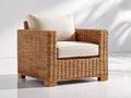 Polyrattan Gartensessel mit Sitzpolster und Rückenkissen - 86 x 84 x 82 cm - Natur und Creme - Kubisches Design für Garten und Terrasse