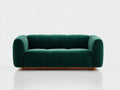 Gerades Sofa mit Samtbezug 220x95x78 cm - Dunkelgrün-Natur - 3-Sitzer mit vertikaler Steppung