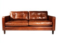 Gerades Sofa 2-Sitzer mit Bezug in Lederoptik 190 x 88 x 82 cm - Cognacbraun - Klassisches Design für das Wohnzimmer