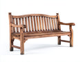 Gartenbank Holz 160x63x90 cm - Braun - klassische Armlehnenbank mit Lattenrücken