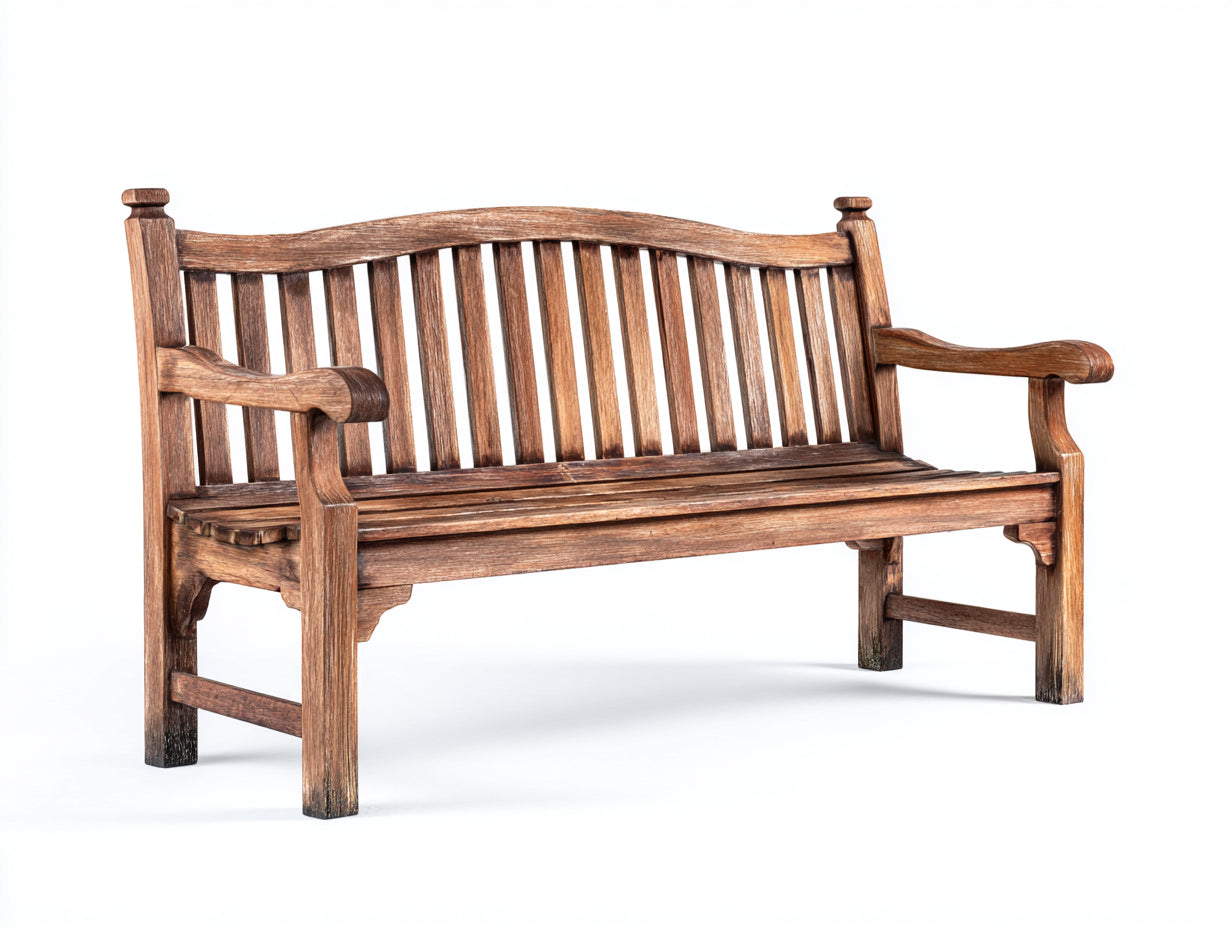 Gartenbank Holz 160x63x90 cm - Braun - klassische Armlehnenbank mit Lattenrücken