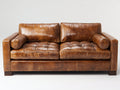 Gerades Sofa 2-Sitzer mit Bezug in Lederoptik 200 x 92 x 86 cm - Cognacbraun - Gesteppte Sitzfläche im Vintage-Stil für Wohnzimmer