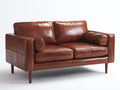 Gerades Sofa 2-Sitzer 205x88x84 cm - Cognacbraun - Lederoptik mit Armlehnen