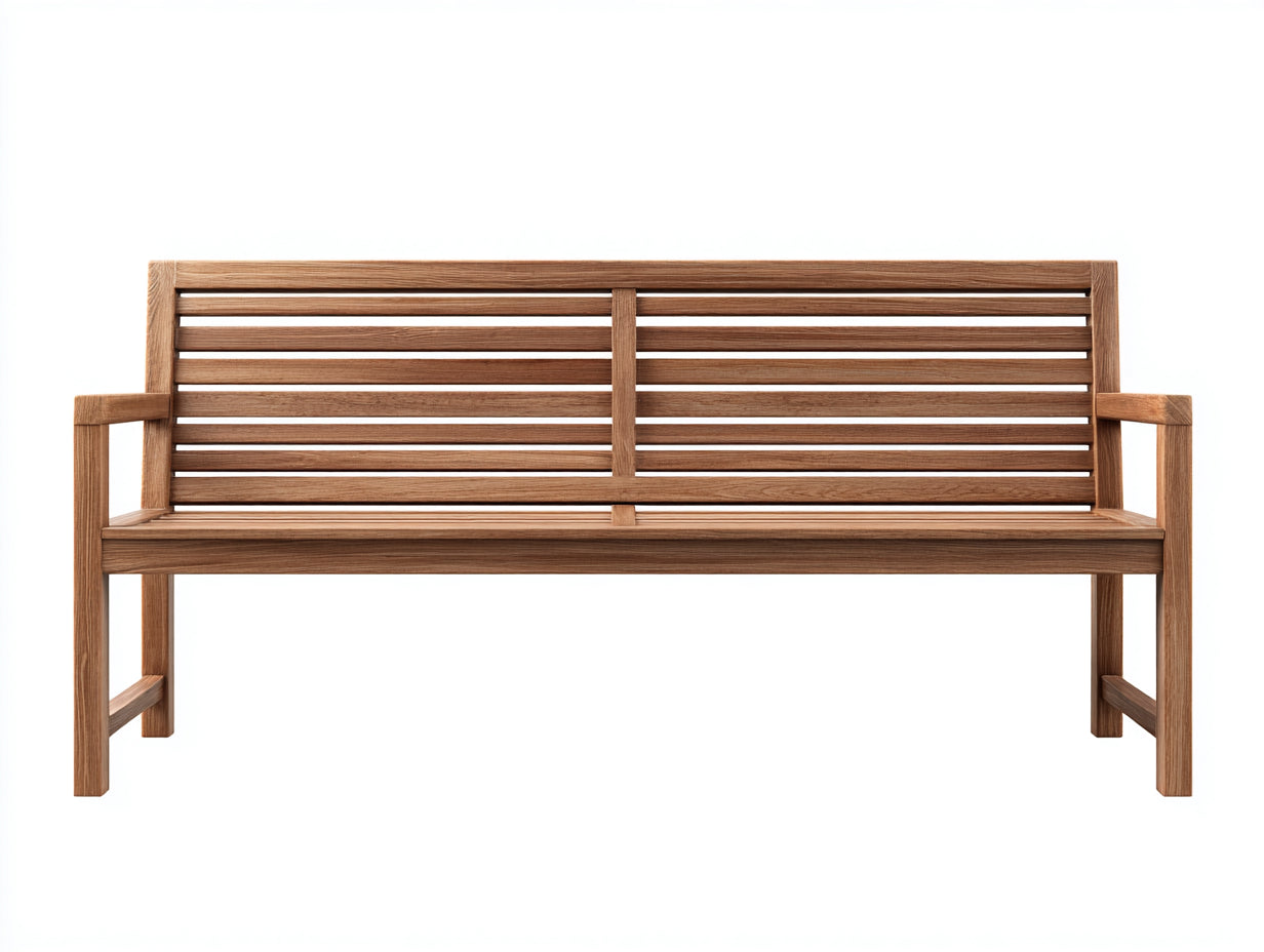 Gartenbank aus Holz 150 x 60 x 90 cm - Braun - Dreisitzer mit Armlehnen und Lattenstruktur