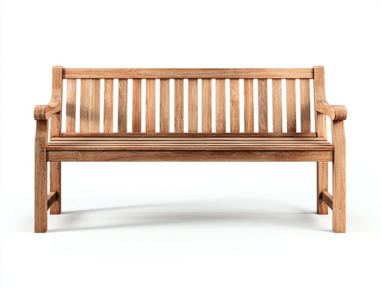 Gartenbank Holz 150x62x88 cm - Naturholz - klassische Armlehnenbank mit geradem Lattenrücken
