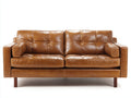 Gerades Sofa 3-Sitzer 220x90x82 cm - Cognacbraun - Lederoptik mit Holzbeinen