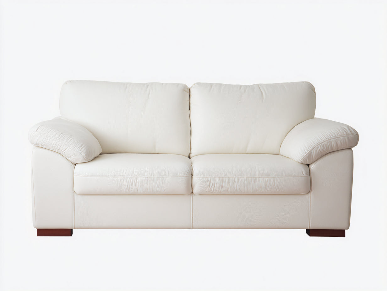 Gerades Sofa 2-Sitzer 190x92x86 cm - Cremeweiß - gepolsterte Armlehnen mit Blockfüßen