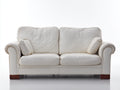 Gerades Sofa mit Kunstlederbezug 185x95x90 cm - Weiß-Dunkelbraun - 2-Sitzer mit gerollten Armlehnen