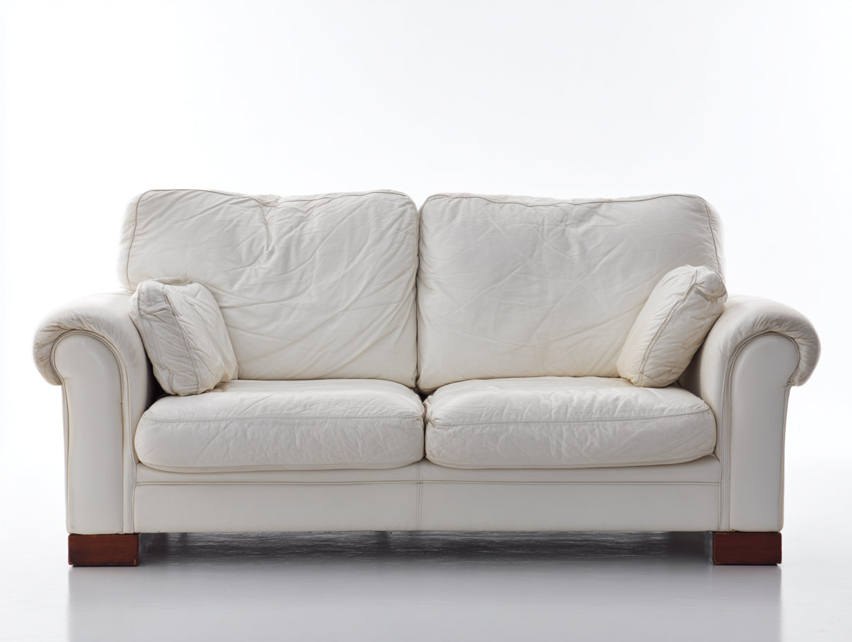 Gerades Sofa mit Kunstlederbezug 185x95x90 cm - Weiß-Dunkelbraun - 2-Sitzer mit gerollten Armlehnen